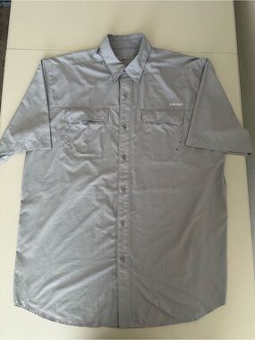 Ariat Men's VentTEK Outbound Fitted Short Sleeve Button-Up Shirt in Gray Size L